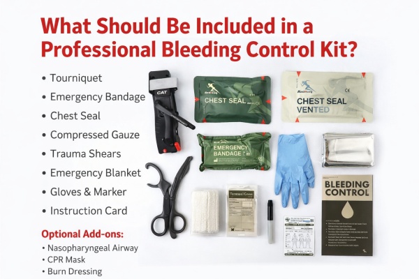 ¿Qué debe incluirse en un kit profesional de control de sangrado?