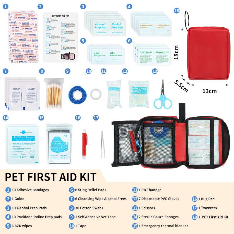 Botiquín compacto de primeros auxilios para perros y gatos – Botiquín médico de emergencia portátil