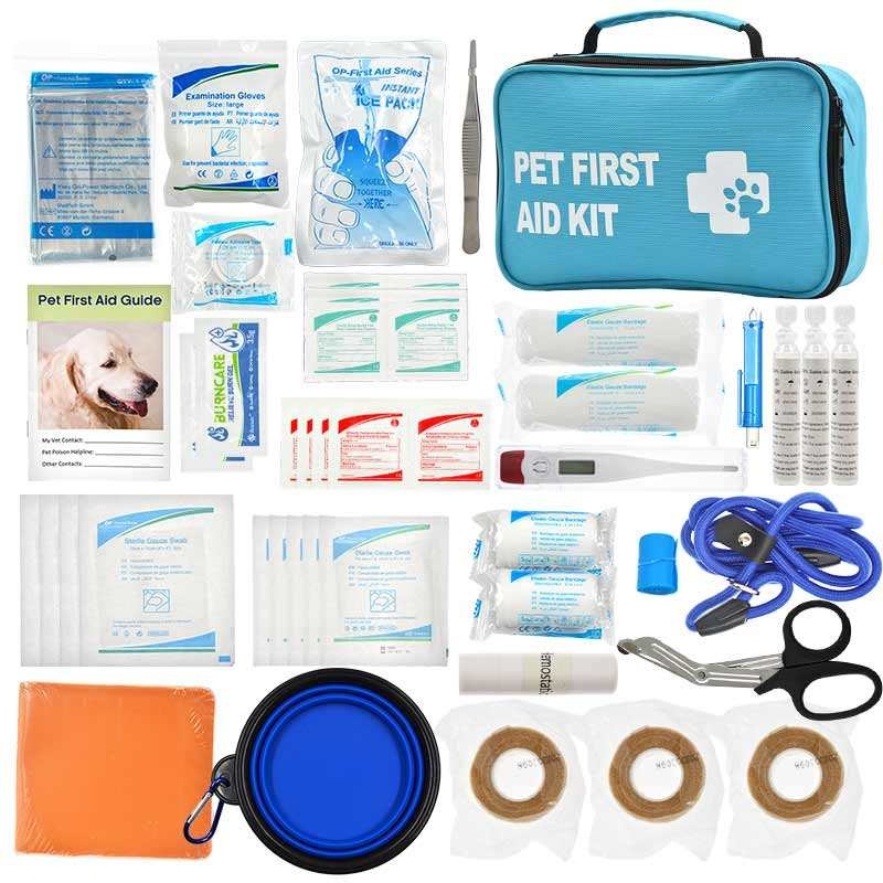 Botiquín de primeros auxilios para perros y gatos | Kit portátil de atención de emergencia para mascotas
