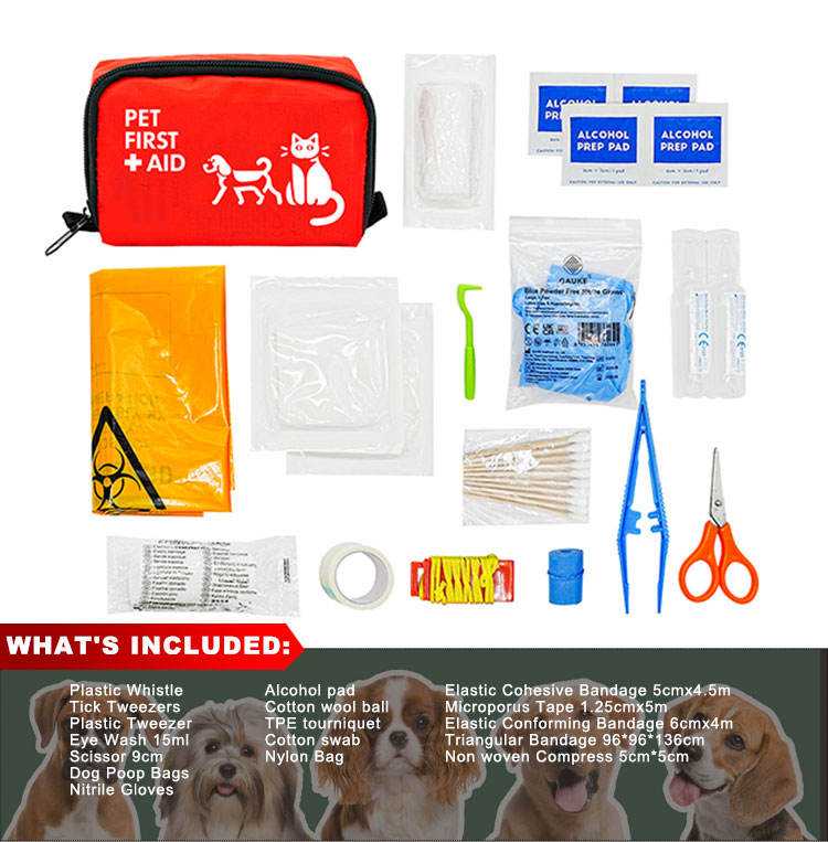 Botiquín de primeros auxilios portátil para perros y gatos – Botiquín médico de emergencia para viajes, exteriores y hogar